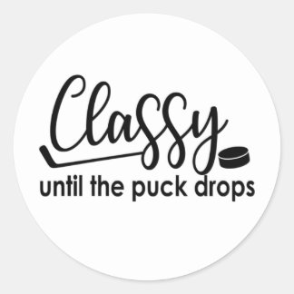 Klasse bis der Puck fällt Runder Aufkleber