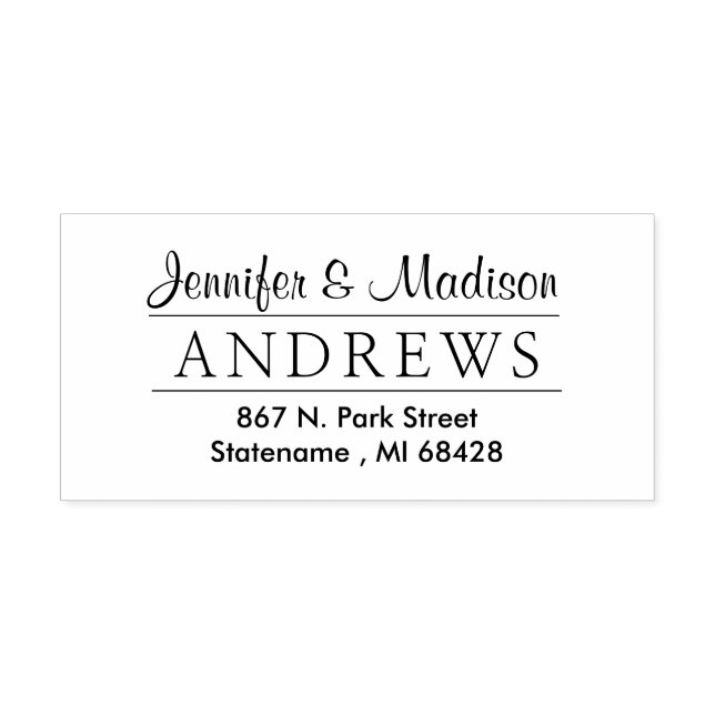 Klasse Couple Elegante Monogram Rücksendeadresse S Permastempel (Design)