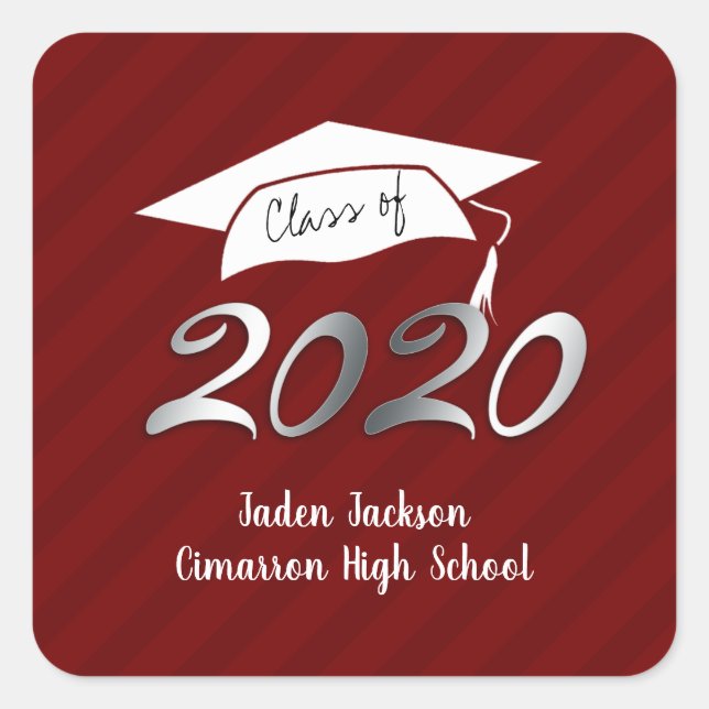 Klasse der 2020 Imitate Foil Wine and Red Quadratischer Aufkleber (Vorderseite)