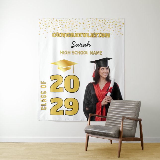 Klasse der 2025-Foto-Graduationspartei Wandteppich (Beispiel)