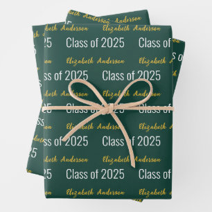 Klasse der 2025-Grad-Gesamtbezeichnung Tiefgrün Geschenkpapier Set