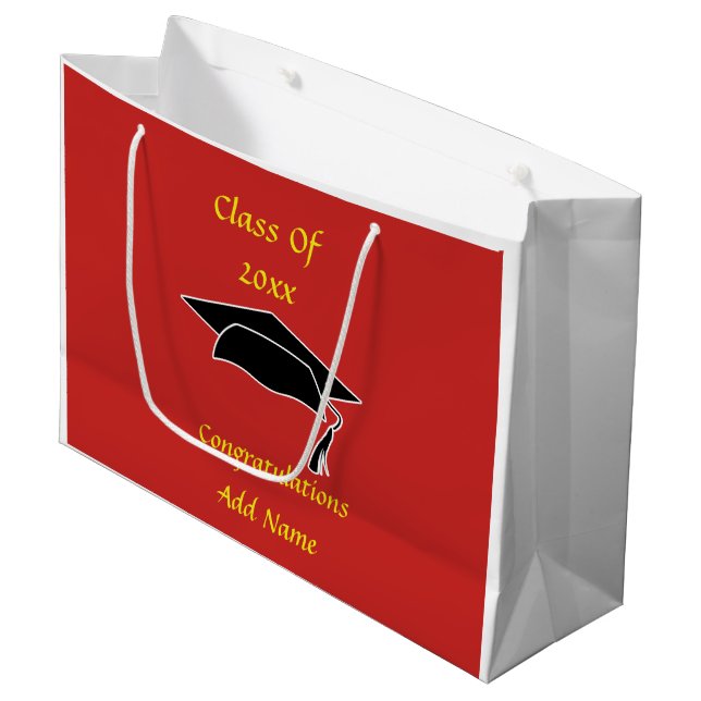 Klasse der 20xx Custom Red Gold Gift Bag Große Geschenktüte (Vorderseite Schrägansicht)