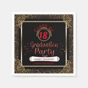 Klasse der Black Red Gold Graduation Party 2018 Serviette