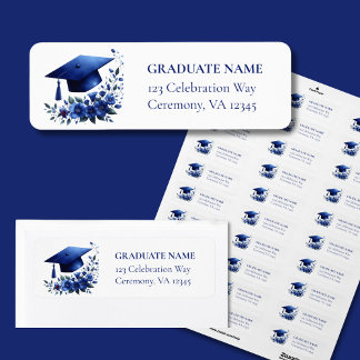 Klasse der Blue Graduate-Rücksendeadressen-Aufkleb