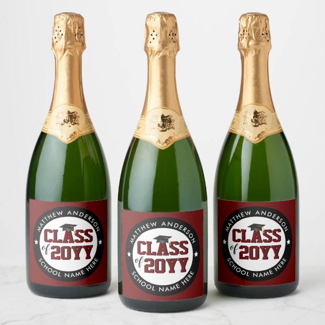 Klasse der Burgundy Graduate Graduation Party 2023 (Flaschen)