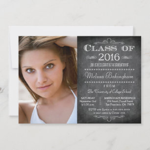 Klasse der Chalkboard-Foto-Graduierungspartei 2016 Einladung