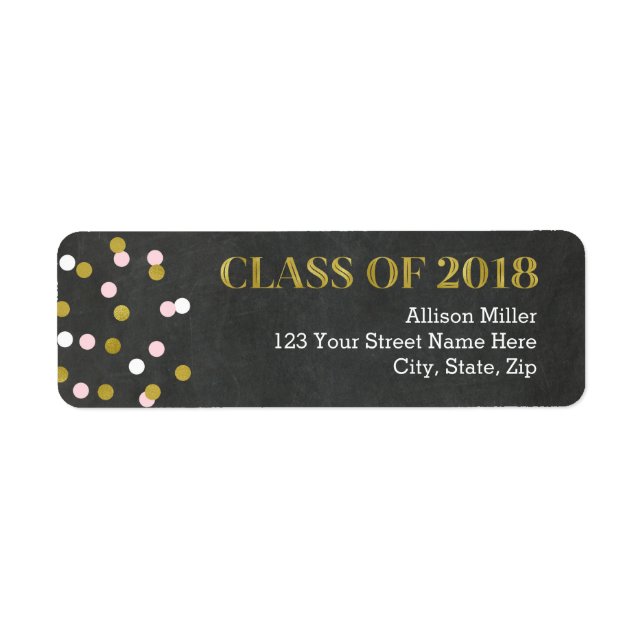 Klasse der Chalkboard Gold Pink Address Labels 201 (Vorne)