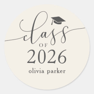 Klasse der Cream Graduation Party Gunst 2025 Runder Aufkleber
