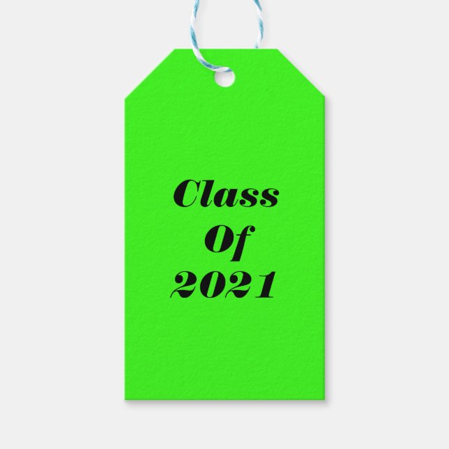 Klasse der "Custom Neon Green Graduation Party" 20 Geschenkanhänger (Vorderseite)