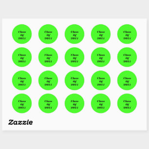 Klasse der "Custom Neon Green Graduation Party" Runder Aufkleber