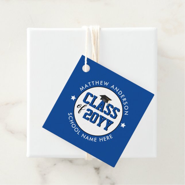 Klasse der Elegant Blue Graduation Party 2024 Geschenkanhänger (Beispiel)