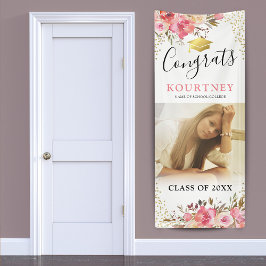Klasse der Girly Pink Abschluss Door 2025 Banner