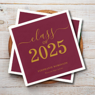 Klasse der Gold Maroon Graduation Party 2025 Serviette