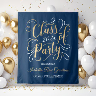 Klasse der Goldmedaille 2025-Navy-Graduation Party Wandteppich
