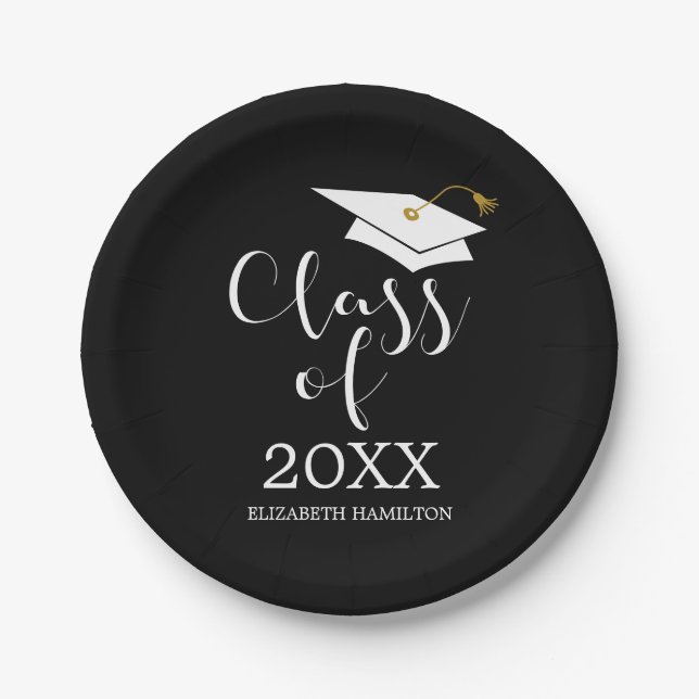 Klasse der Grad-Cap-Chic-Kalligraphie 2024 Pappteller (Vorderseite)