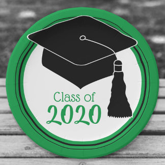 Klasse der Grad Cap Green und Black 2024 Pappteller