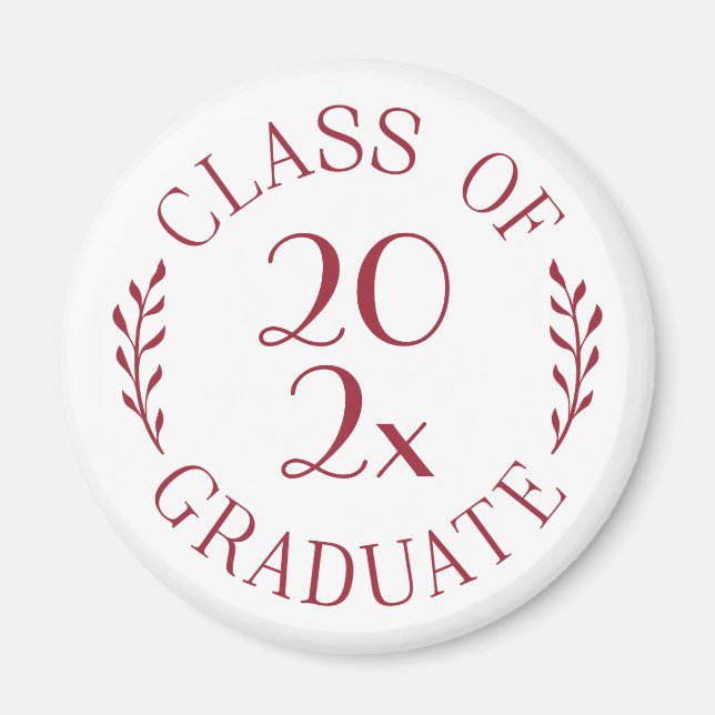 Klasse der Graduate Chic Burgundy Typografie 2025 Magnet (Vorne)