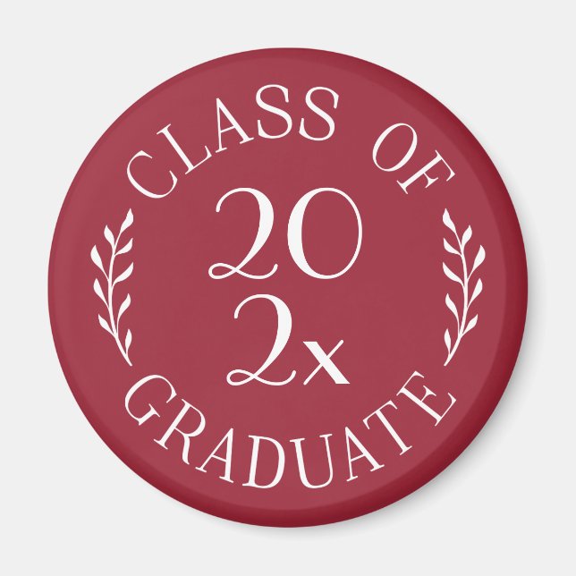 Klasse der Graduate Chic Typografy Burgundy 2025 Magnet (Vorne)