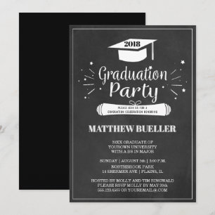 Klasse der Graduationspartei Grad Cap Chalkboard 2 Einladung
