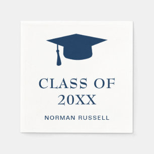 Klasse der Graduierungsklammern Navy Blue und Whit Serviette
