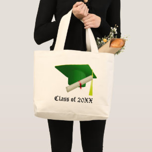 Klasse der grünen Cap & Diploma des 20XX Abschluss Jumbo Stoffbeutel