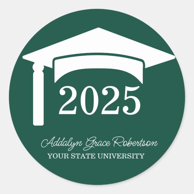 Klasse der grünen Uni der Universität Cap 2025 Runder Aufkleber (Vorderseite)