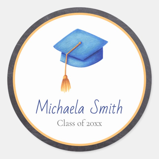 Klasse der hellblauen Graduationskappe mit Tassel Runder Aufkleber (Vorderseite)