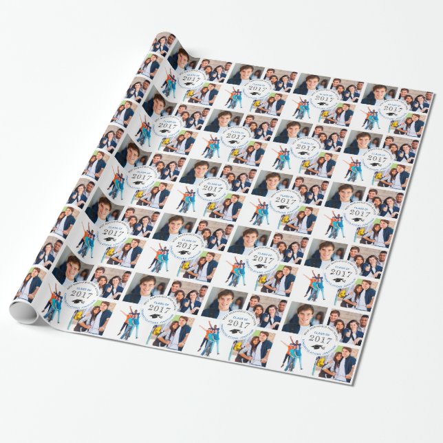Klasse der Highschool 2017 Abschluss-Foto-Collage Geschenkpapier (Ungerollt)