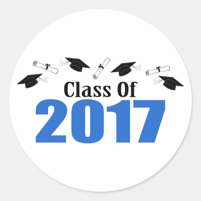 Klasse der Karten und Diplome 2017 (blau) Runder Aufkleber (Vorderseite)