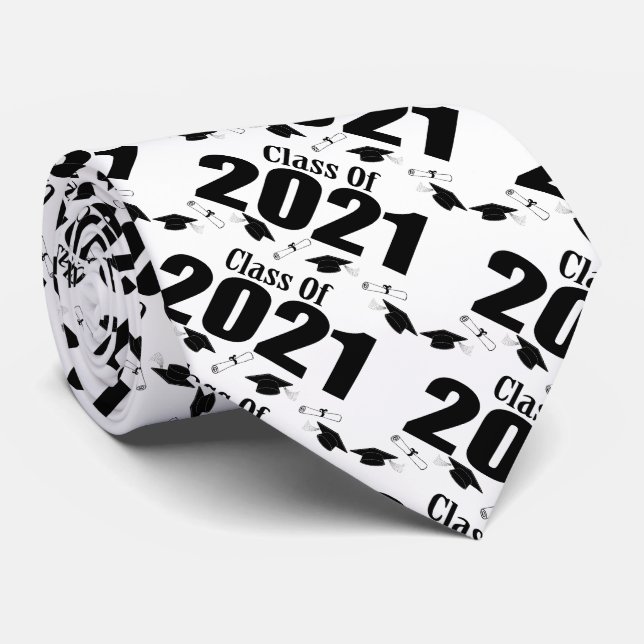 Klasse der Karten und Diplome 2021 (schwarz) Krawatte (Gerollt)