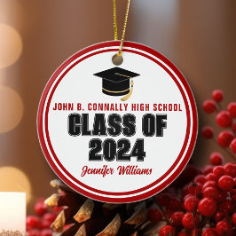 Klasse der Red White Custom Graduate Weihnachten 2 Keramik Ornament