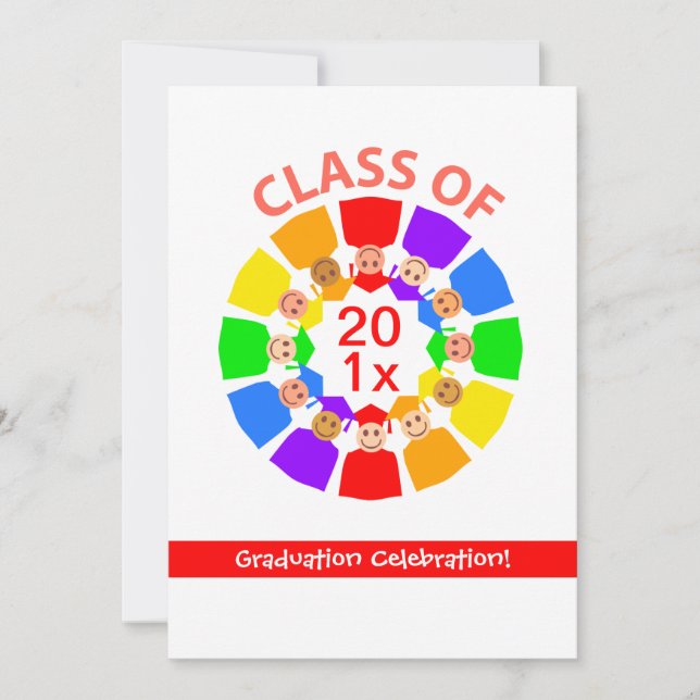 Klasse der ... Regenbogen-Blume Einladung (Vorderseite)