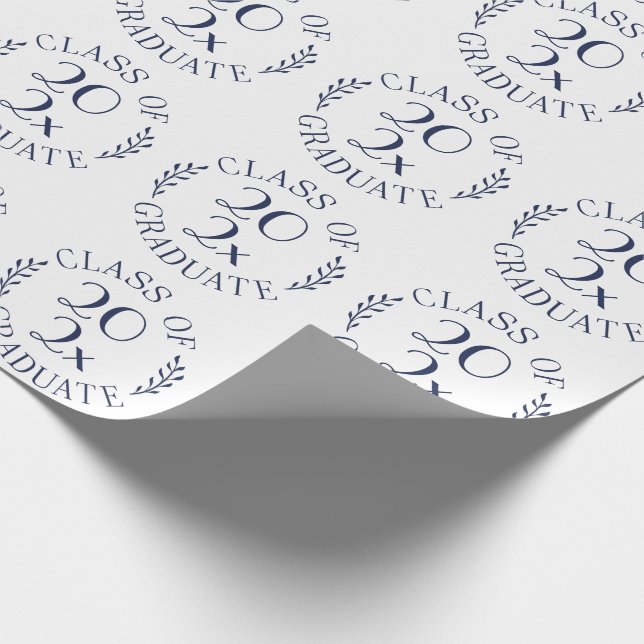 Klasse der schick-schicken Navy-White-Typografie Geschenkpapier (Ecke)