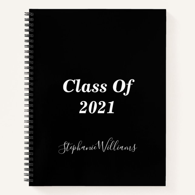 Klasse der Schwarz-weißen 2021-Abschluss-Monogramm Notizbuch (Vorderseite)