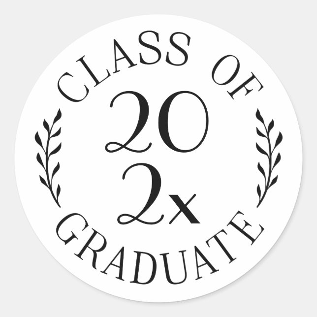 Klasse der Schwarz-weißen Typografie im Graduate C Runder Aufkleber (Vorderseite)