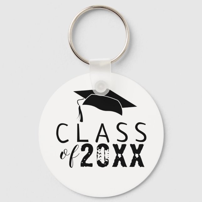 Klasse der schwarzen Graduationskappe für Typograf Schlüsselanhänger (Vorderseite)
