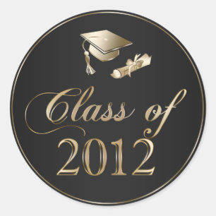 Klasse der Siegel für Graduation Cap & Diploma 201 Runder Aufkleber