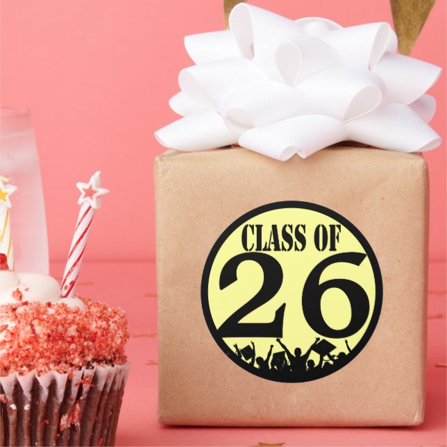 Klasse der Silhouette-Grades-Tossing-Graduierungsk Runder Aufkleber (Party)