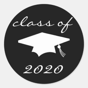 Klasse des 2020-Etiketts (schwarze Graduationskapp Runder Aufkleber