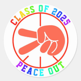 Klasse des 2025-farbigen Friedens-aus-Abschluss-Ge Runder Aufkleber