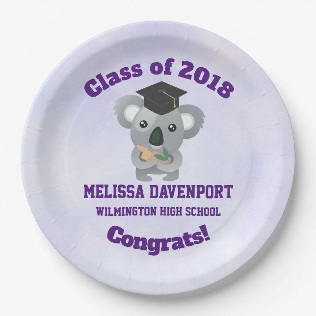 Klasse des 20xx-Congrat-Koala-Bären in Graduation  Pappteller (Vorderseite)