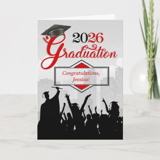 Klasse des Abschlusses 2025 Glückwunsch in Rot Karte (Vorderseite)