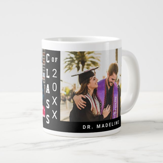 Klasse des Abschlusses 20XX Foto mit Name Jumbo-Tasse (Vorderseite Rechts)
