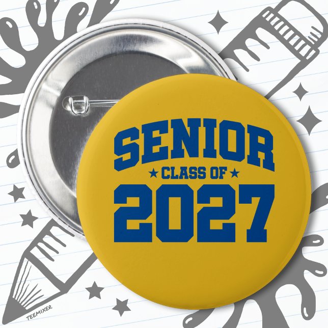 Klasse des Abschlusses der Oberstufe 2027 Senior 2 Button (Von Creator hochgeladen)