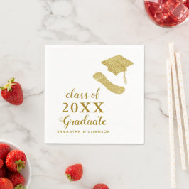 Klasse des Abschlusses "Graduate White and Gold" 2 Serviette