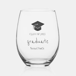 Klasse des Abschlusses "Handwriting Cap & Tassel"  Weinglas Ohne Stiel