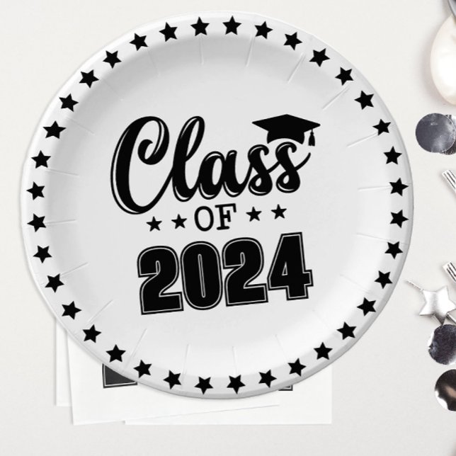 Klasse des Abschlusses Pappteller (Easily customize the graduation year on these festive "Class of' graduation plates.)