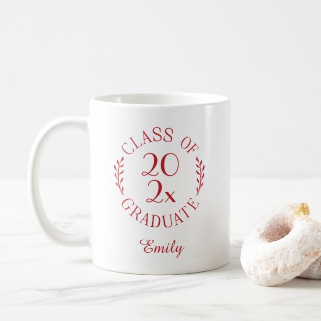 Klasse des Abschlusses "Rote Typografie" Kaffeetasse (Mit Donut)