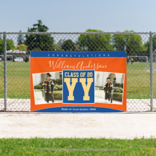 Klasse des Blue Orange Gold Abschluss Fotos 2023 Banner