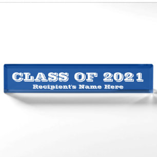 Klasse des Blue White Paperweight 2021 von Janz Namensplakette